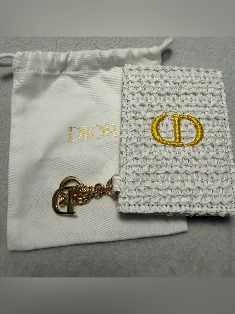 Dior White Crochet Mirror with CD Charm
